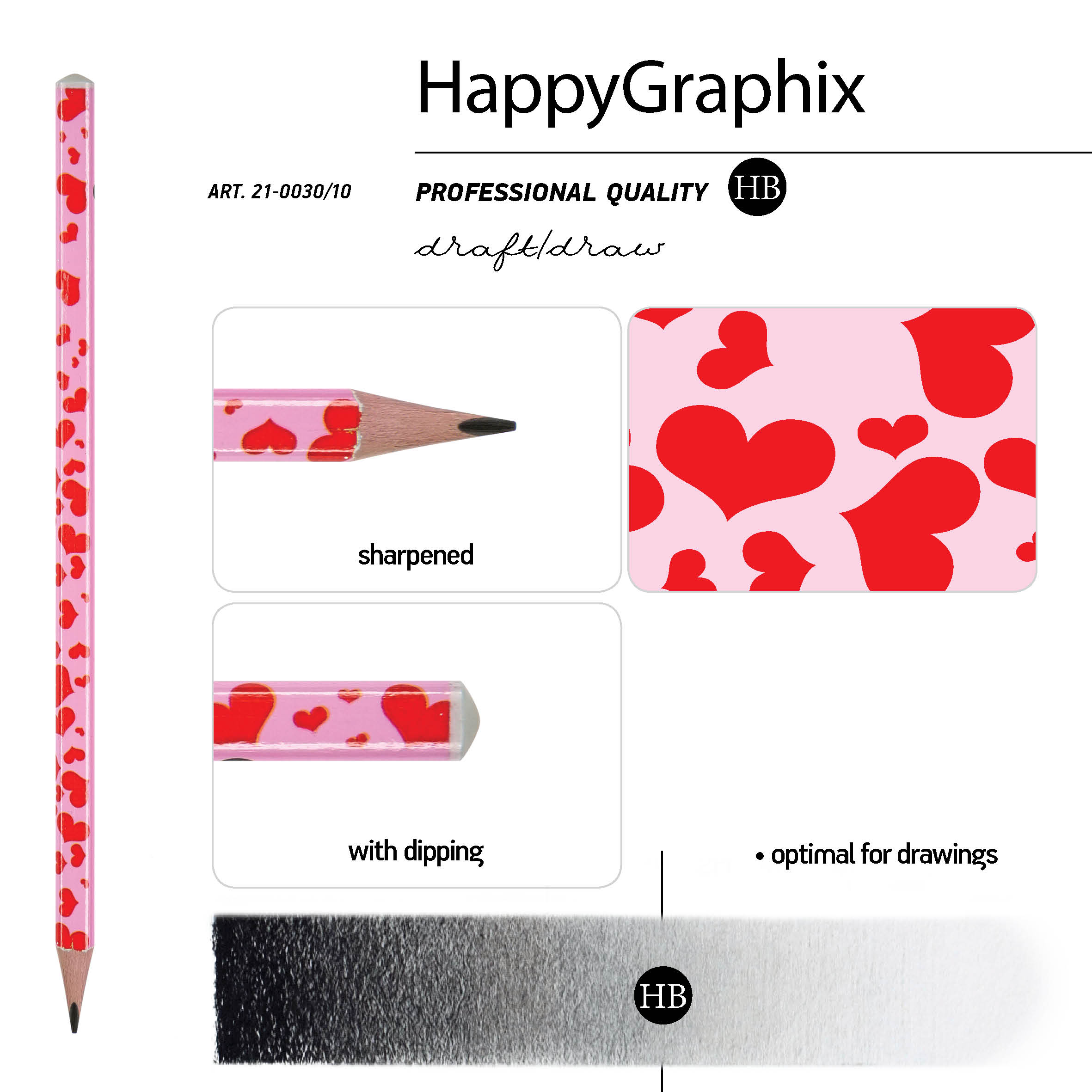 КАРАНДАШ ЧЕРНОГРАФИТОВЫЙ "HappyGraphix" РОЗОВЫЕ СЕРДЦА НВ КАРАНДАШ ЧЕРНОГРАФИТОВЫЙ "HappyGraphix" РОЗОВЫЕ СЕРДЦА НВ