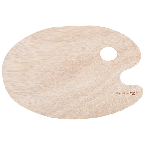 Палитра художественная деревянная овальная 20х30 см, BRAUBERG ART CLASSIC,