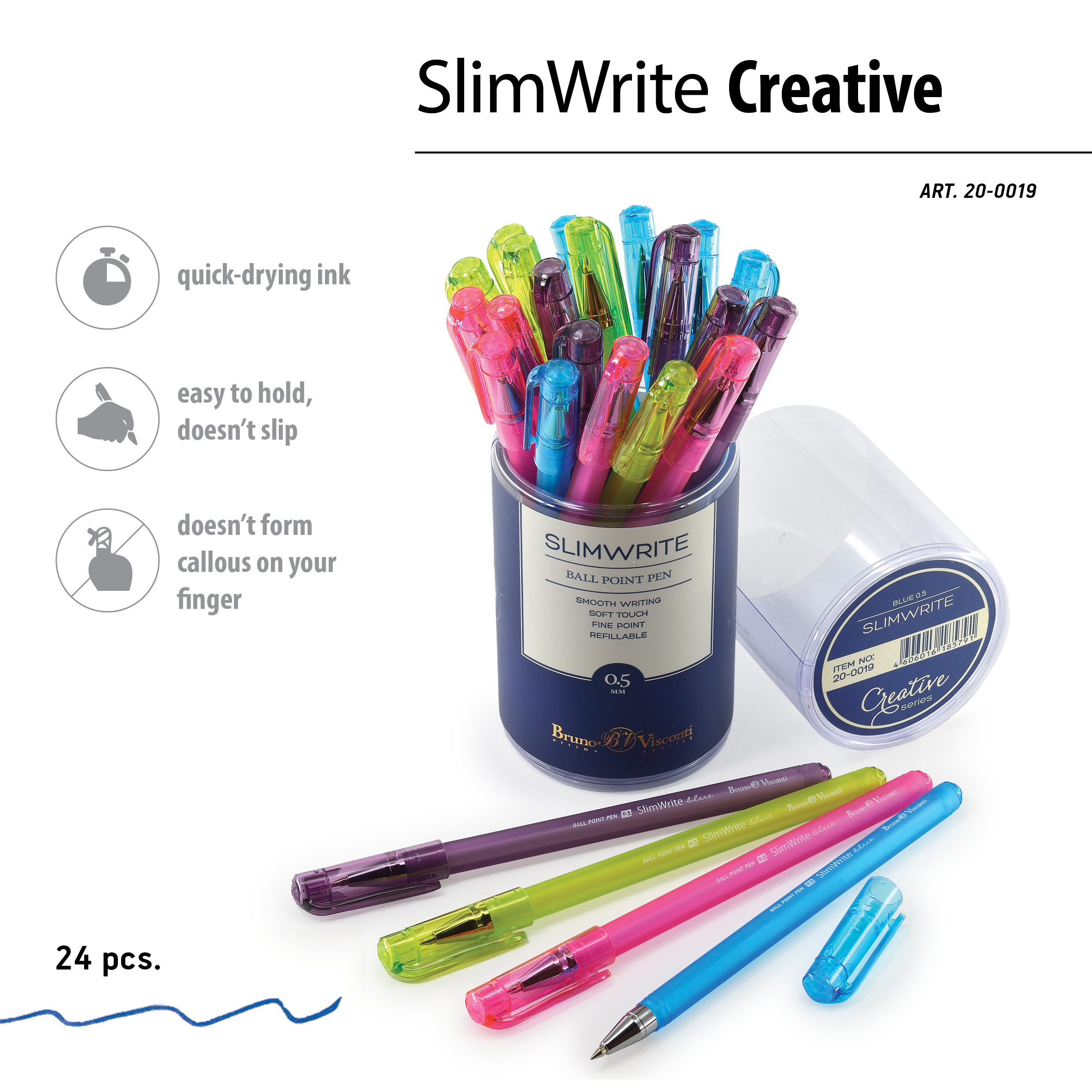 РУЧКА "SlimWrite.CREATIVE" ШАРИКОВАЯ 0.5 ММ, СИНЯЯ (4 цвета корпуса) РУЧКА "SlimWrite.CREATIVE" ШАРИКОВАЯ 0.5 ММ, СИНЯЯ (4 цвета корпуса)