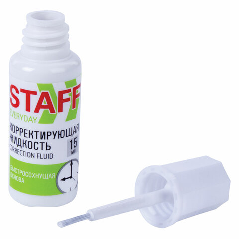 Корректирующая жидкость STAFF "Everyday" быстросохнущая, 15 мл, с Корректирующая жидкость STAFF "Everyday" быстросохнущая, 15 мл, с