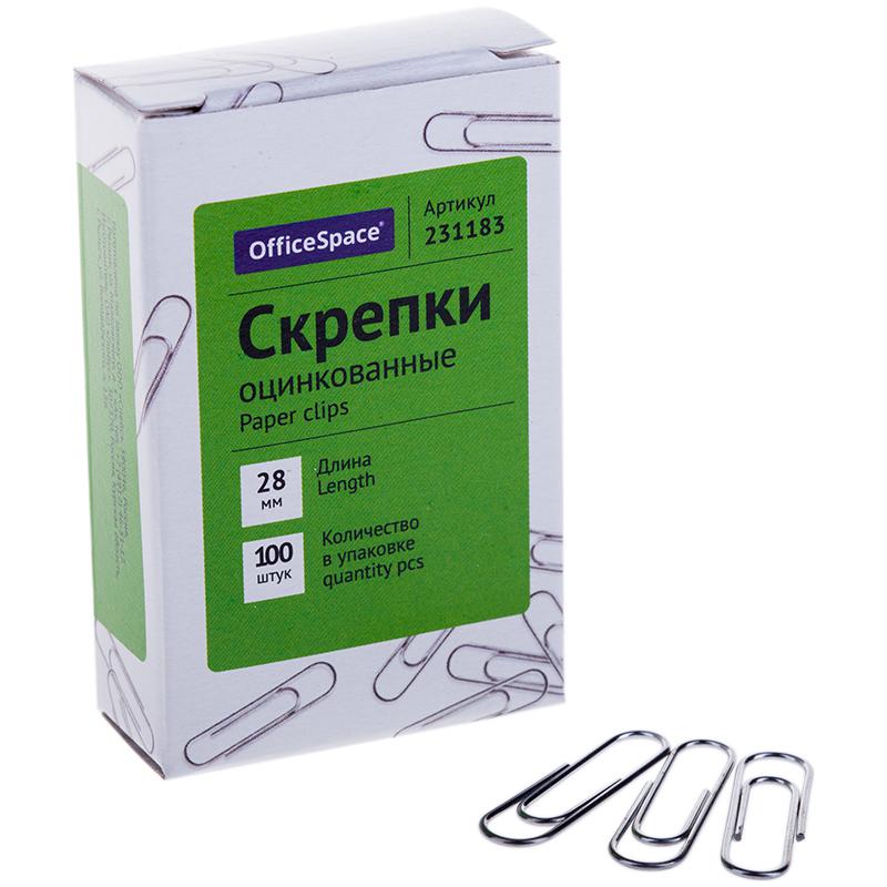 Скрепки оцинкованные 28мм, 100шт., карт. упак.: 231183 штр.: 4680211078485 Скрепки оцинкованные 28мм, 100шт., карт. упак.: 231183 штр.: 4680211078485