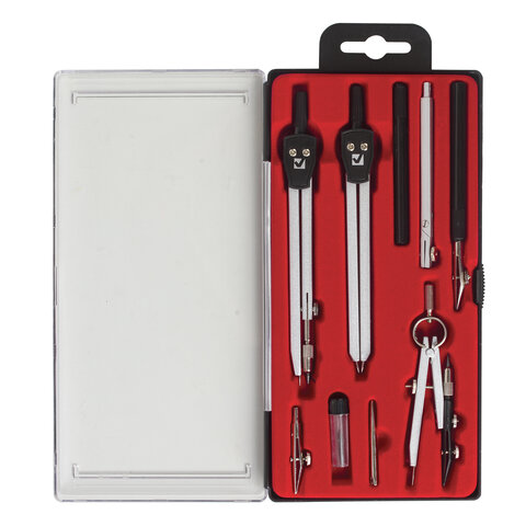 Готовальня BRAUBERG "Architect", 9 предметов: циркуль + измер + Готовальня BRAUBERG "Architect", 9 предметов: циркуль + измер +