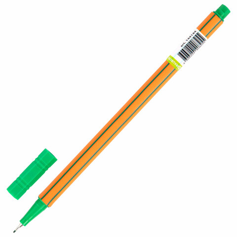 Ручка капиллярная (линер) ЗЕЛЕНАЯ, BRAUBERG "FINE 040", шестигранная, Ручка капиллярная (линер) ЗЕЛЕНАЯ, BRAUBERG "FINE 040", шестигранная,