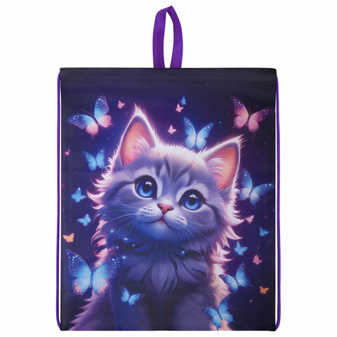 Мешок для обуви BRAUBERG KIDS, с петлей, 42х34 см, "Curious cat",