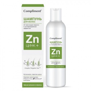 Compliment "ЦИНК+" Шампунь для волос от всех видов перхоти 200 мл/15шт Compliment "ЦИНК+" Шампунь для волос от всех видов перхоти 200 мл/15шт