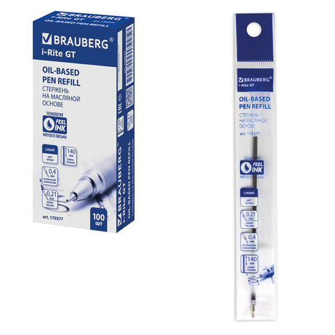 Стержень шариковый масляный BRAUBERG "i-Rite GT" 140 мм, СИНИЙ, Стержень шариковый масляный BRAUBERG "i-Rite GT" 140 мм, СИНИЙ,