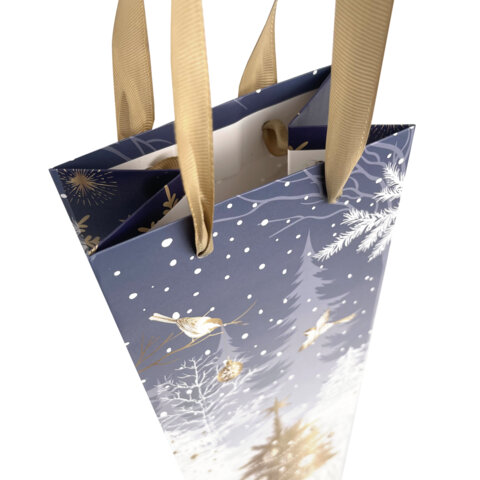 Пакет подарочный под бутылку НАБОР 4 штуки новогодний 13x36x9см, Пакет подарочный под бутылку НАБОР 4 штуки новогодний 13x36x9см,