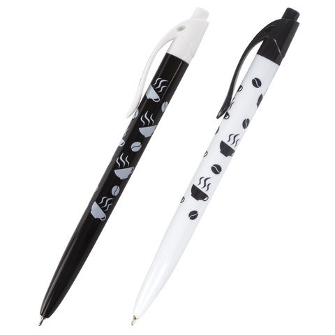 Ручка шариковая масляная автоматическая BRAUBERG BLACK&WHITE Ручка шариковая масляная автоматическая BRAUBERG BLACK&WHITE