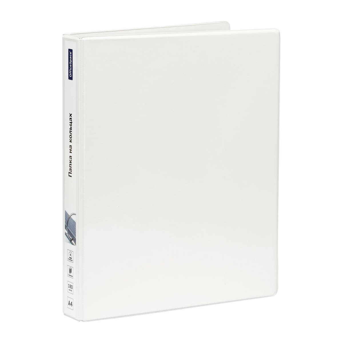 Папка на 4 кольцах OfficeSpace, панорама, 35мм, ПВХ, белая Папка на 4 кольцах OfficeSpace, панорама, 35мм, ПВХ, белая