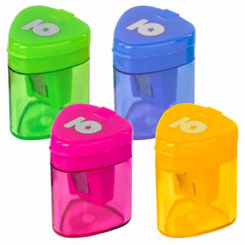 Точилка ЮНЛАНДИЯ "Трио", с контейнером, пластиковая, корпус ассорти, Точилка ЮНЛАНДИЯ "Трио", с контейнером, пластиковая, корпус ассорти,