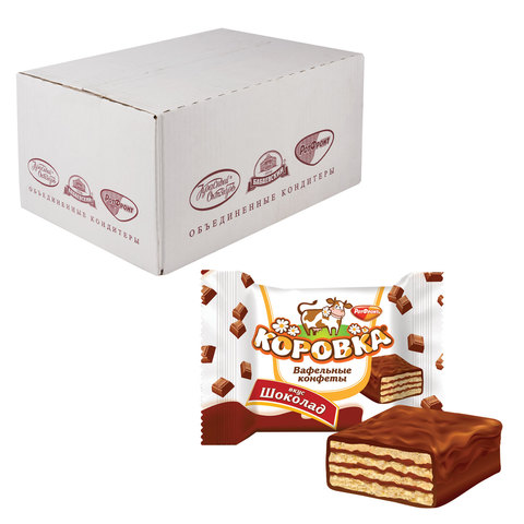 Конфеты шоколадные РОТ ФРОНТ "Коровка", вафельные с шоколадной Конфеты шоколадные РОТ ФРОНТ "Коровка", вафельные с шоколадной