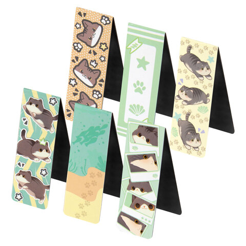 Закладки для книг МАГНИТНЫЕ, "МИЛЫЕ КОТЫ", набор 6 штук, 60x20 мм,