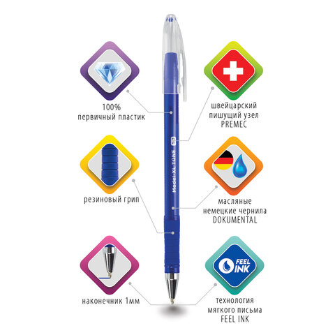 Ручка шариковая масляная с грипом BRAUBERG "Model-XL TONE", СИНЯЯ, Ручка шариковая масляная с грипом BRAUBERG "Model-XL TONE", СИНЯЯ,