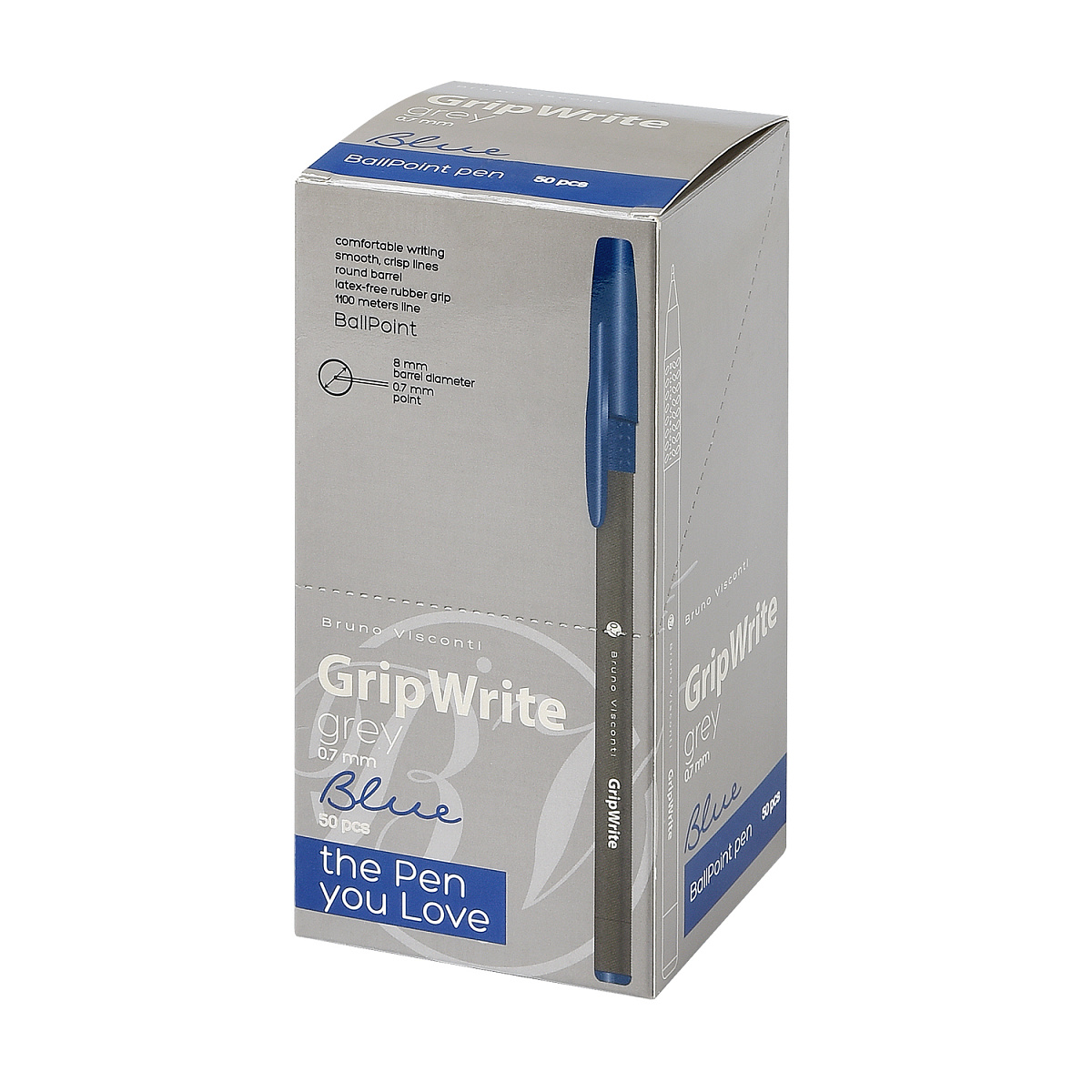 Ручка "GripWrite Grey" ШАРИКОВАЯ 0.7 мм, СИНЯЯ Ручка "GripWrite Grey" ШАРИКОВАЯ 0.7 мм, СИНЯЯ