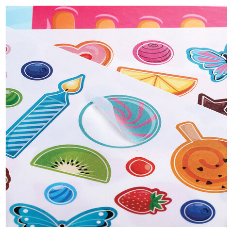 Наклейки бумажные с игровым полем НАБОР 2 листа, 184 наклейки, "Сладкое