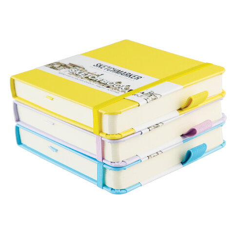 Скетчбук, слоновая кость, 140 г/м2, 120х120 мм, 80 л., КОЖЗАМ, резинка,