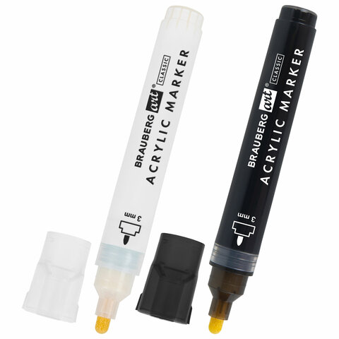 Маркеры акриловые для рисования и хобби, 2 цвета ЧЕРНЫЙ/БЕЛЫЙ, линия 3 мм, Маркеры акриловые для рисования и хобби, 2 цвета ЧЕРНЫЙ/БЕЛЫЙ, линия 3 мм,
