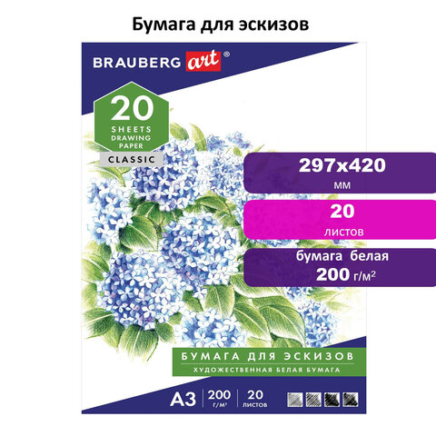 Папка для рисования БОЛЬШОГО ФОРМАТА А3, 20 л., 200 г/м2, BRAUBERG, 297х420 мм, Папка для рисования БОЛЬШОГО ФОРМАТА А3, 20 л., 200 г/м2, BRAUBERG, 297х420 мм,
