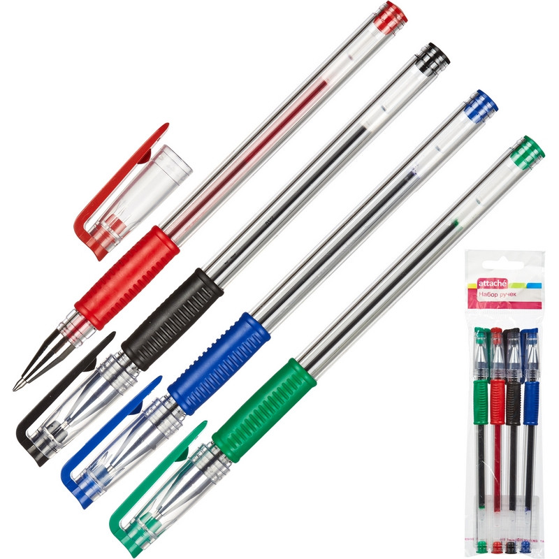 Ручка гелевая Attache Town резин.манж.0,5мм наб.4шт/уп Ручка гелевая Attache Town резин.манж.0,5мм наб.4шт/уп