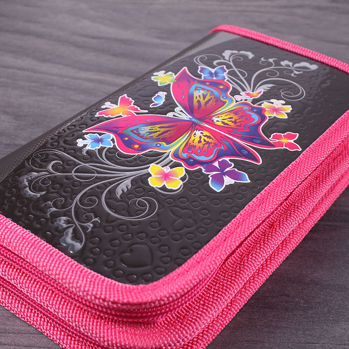 Пенал 2отдел. 190*105мм Цветная бабочка печать на фольге + конгрев Пенал 2отдел. 190*105мм Цветная бабочка печать на фольге + конгрев