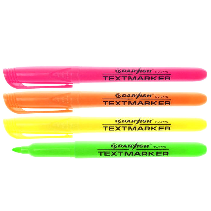 Набор Текстмаркеров 4шт/уп "Darvish" на водной основе с европодвесом