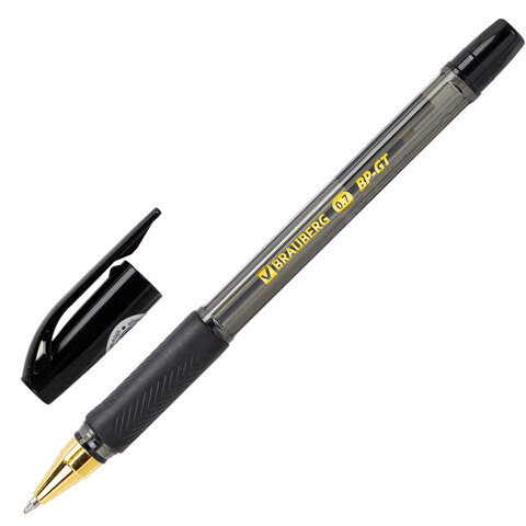 Ручка шариковая BRAUBERG BP-GT GLD BLACK, ЧЕРНАЯ, корпус тонированный, пишущий Ручка шариковая BRAUBERG BP-GT GLD BLACK, ЧЕРНАЯ, корпус тонированный, пишущий