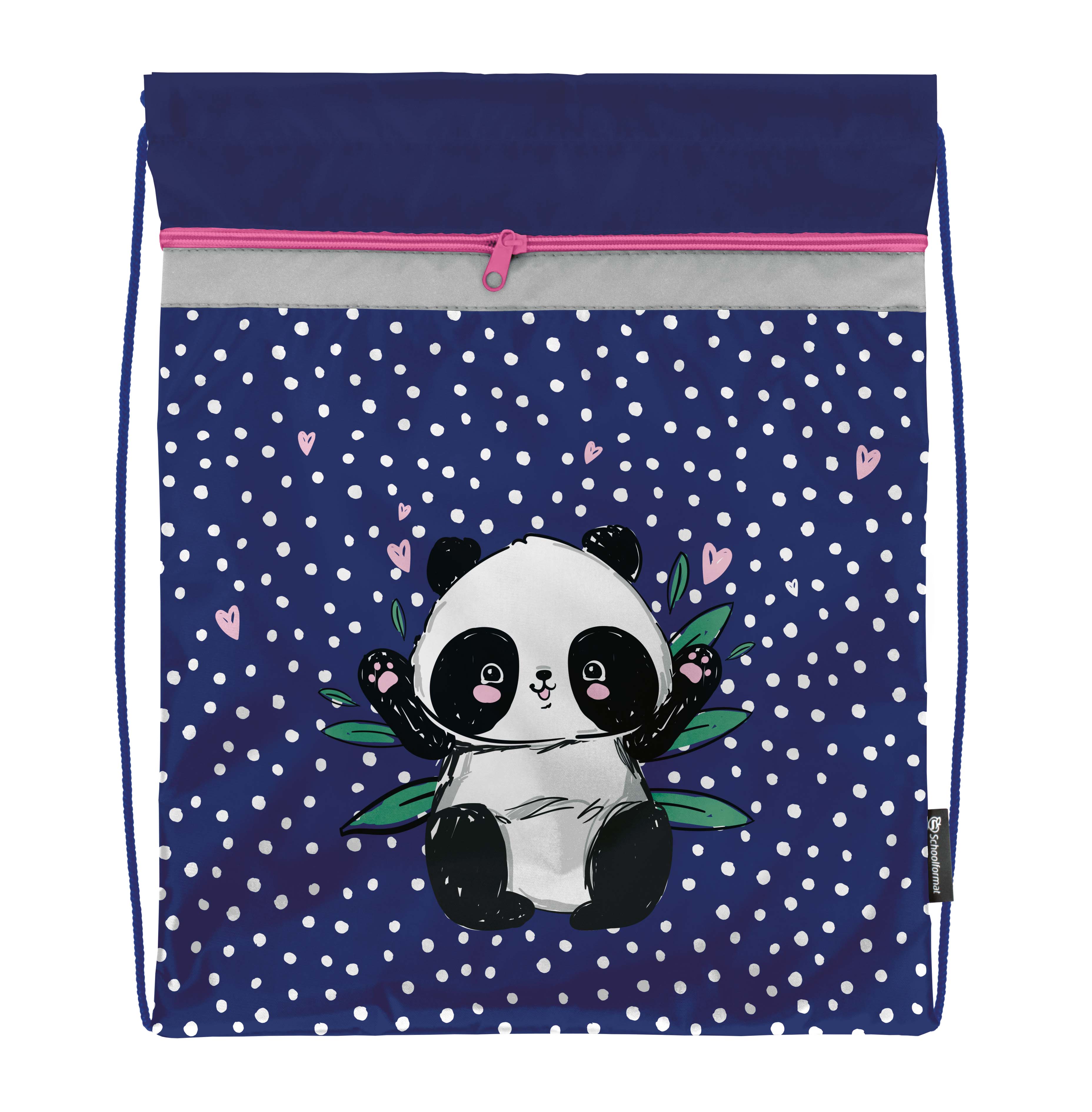 Мешок для обуви Schoolformat PANDASTIC 42х34 см фуксия 1 отд. с бол. карманом на Мешок для обуви Schoolformat PANDASTIC 42х34 см фуксия 1 отд. с бол. карманом на
