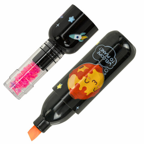 Набор текстовыделителей 6 НЕОНОВЫХ ЦВЕТОВ, ЮНЛАНДИЯ "КОСМОС", линия