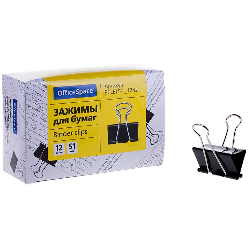 Зажимы для бумаг 51мм, 12шт., черные: BCLBL51_1242 штр.: 4650062492426 Зажимы для бумаг 51мм, 12шт., черные: BCLBL51_1242 штр.: 4650062492426