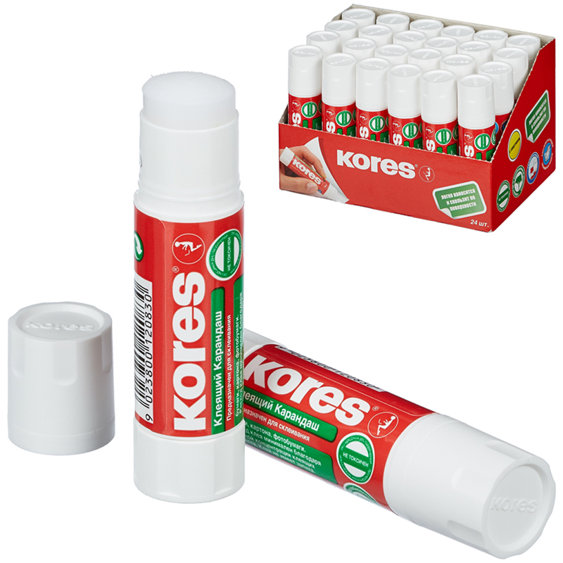 Клей-карандаш Kores, 08г, прозрачный Клей-карандаш Kores, 08г, прозрачный
