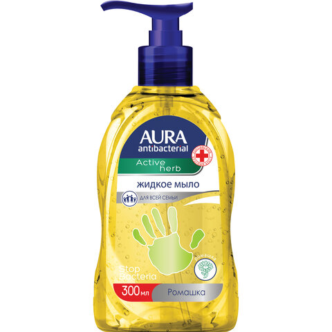 Мыло-крем жидкое, 300 мл, AURA "Antibacterial", антибактериальное,