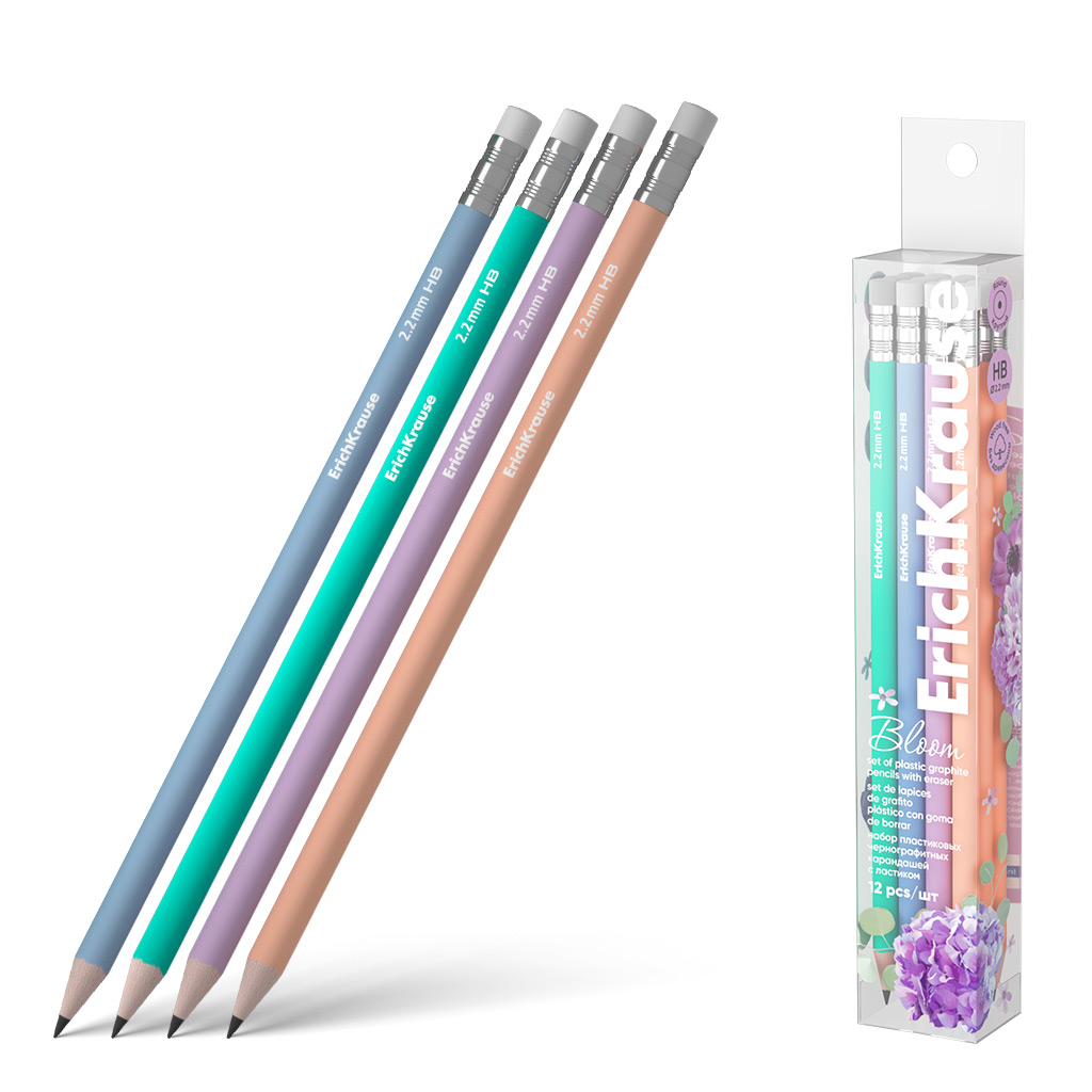Набор из 12 чернографитных карандашей пластиковых Erich Krause JOY® Pastel Набор из 12 чернографитных карандашей пластиковых Erich Krause JOY® Pastel