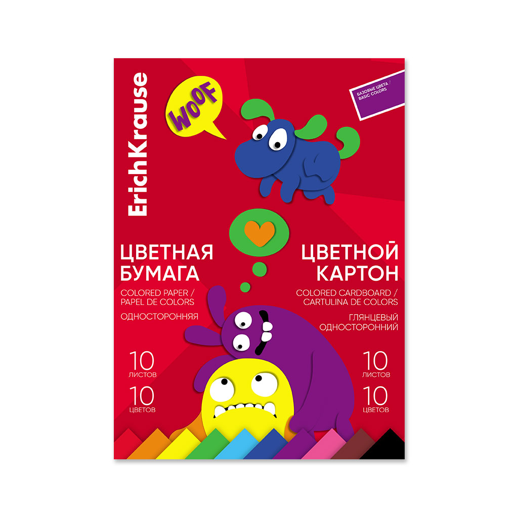 Набор цв.бум.и картона глянцевого на клею ErichKrause, Весёлые друзья, А4, 20 Набор цв.бум.и картона глянцевого на клею ErichKrause, Весёлые друзья, А4, 20