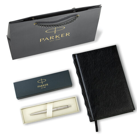 Ручка шариковая PARKER "Jotter Core Stainless Steel CT", ежедневник А5 Ручка шариковая PARKER "Jotter Core Stainless Steel CT", ежедневник А5