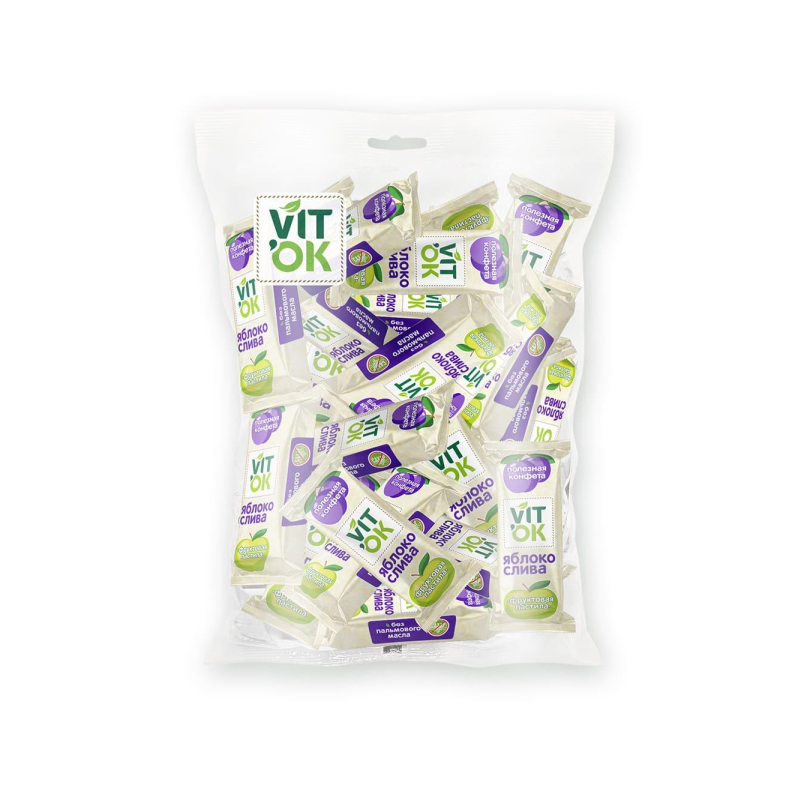 Пастила фруктовая неглазированная конфета VITok, Яблоко-слива, 500г Пастила фруктовая неглазированная конфета VITok, Яблоко-слива, 500г