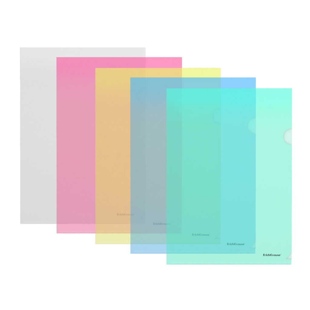 Папка-уголок пластиковая Erich Krause Glossy Classic, A4, ассорти (в пакете по Папка-уголок пластиковая Erich Krause Glossy Classic, A4, ассорти (в пакете по