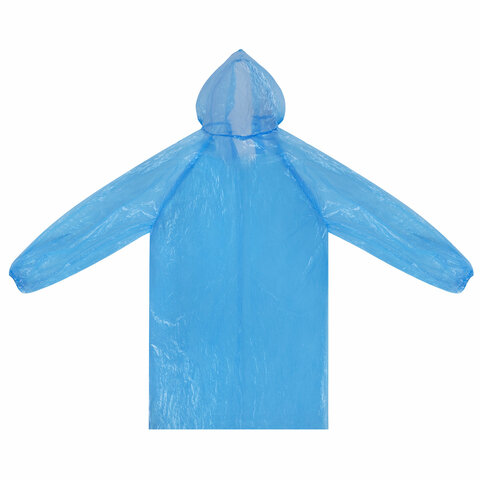 Дождевик-плащ синий на кнопках полиэтиленовый, универсальный размер 120x80 см,