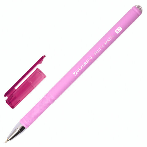 Ручка шариковая масляная BRAUBERG "FRUITY Pastel", СИНЯЯ, soft-touch,