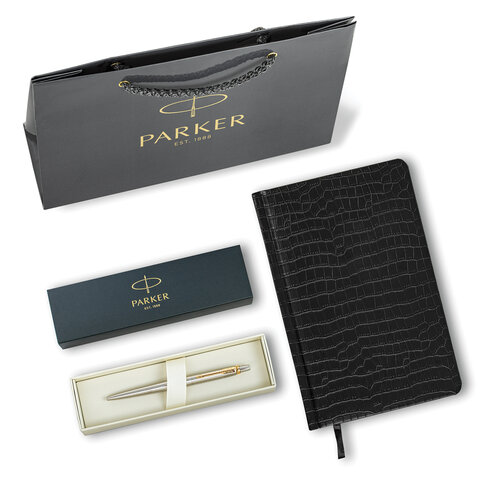 Ручка шариковая PARKER "Jotter Core Stainless Steel GT", ежедневник А5 Ручка шариковая PARKER "Jotter Core Stainless Steel GT", ежедневник А5