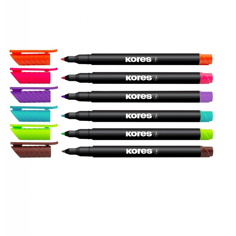 Набор маркеров перманентных KORES 6 цв, 1 мм 22146 Набор маркеров перманентных KORES 6 цв, 1 мм 22146