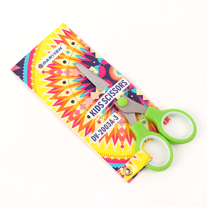 Ножницы 13см, детские, закругленные лезвия, цвет ручек салатовый