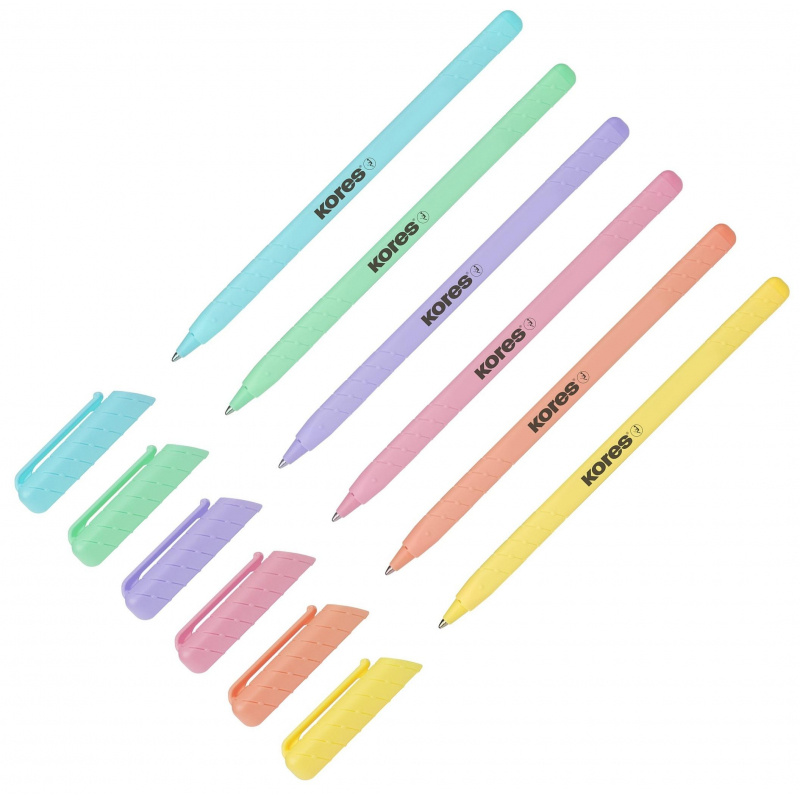Ручка шариковая KORES Pastel K0R-M треуг. ассорти корп, синяя. 37086 Ручка шариковая KORES Pastel K0R-M треуг. ассорти корп, синяя. 37086