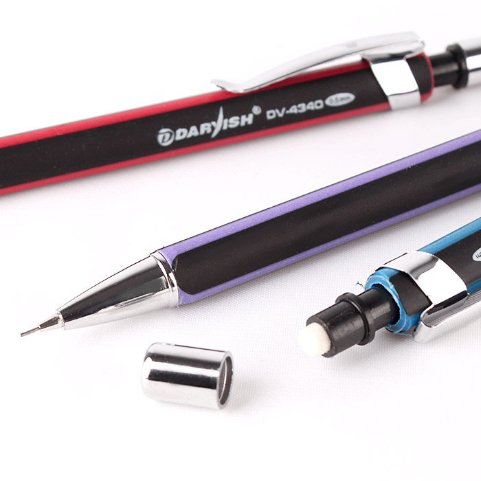 Карандаш мех. 0,5мм. "Darvish" корпус трехгранный черный с цветными