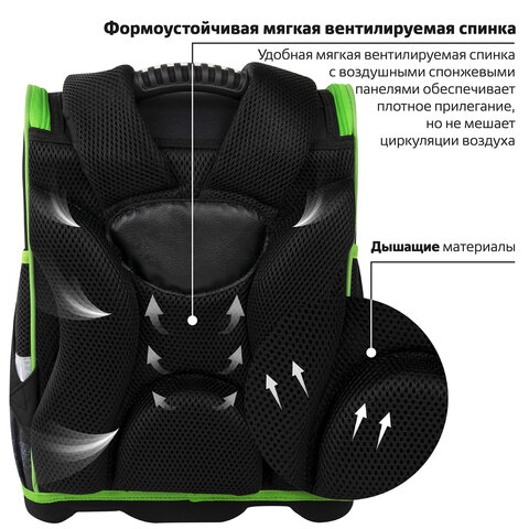 Ранец ЮНЛАНДИЯ WISE, 1 отделение, 3 кармана, устойчивое дно,