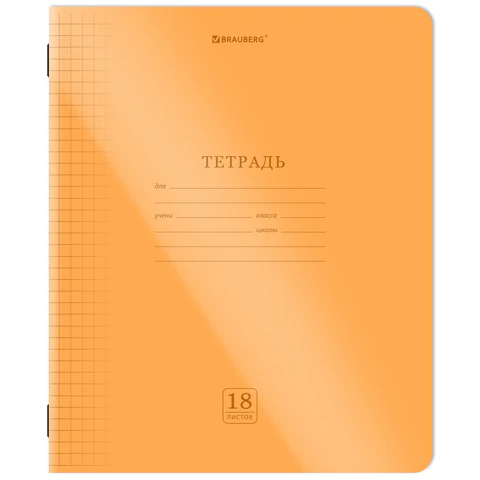 Тетрадь пластиковая обложка (НЕОН) 18 листов, клетка, BRAUBERG "Smart