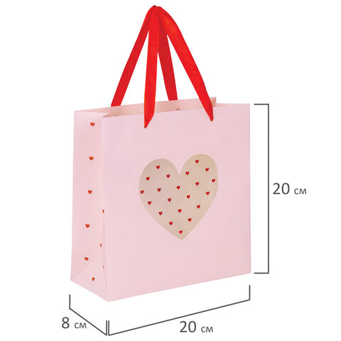 Пакет подарочный 20х20х8 см ЗОЛОТАЯ СКАЗКА "With LOVE", с прозрачным Пакет подарочный 20х20х8 см ЗОЛОТАЯ СКАЗКА "With LOVE", с прозрачным