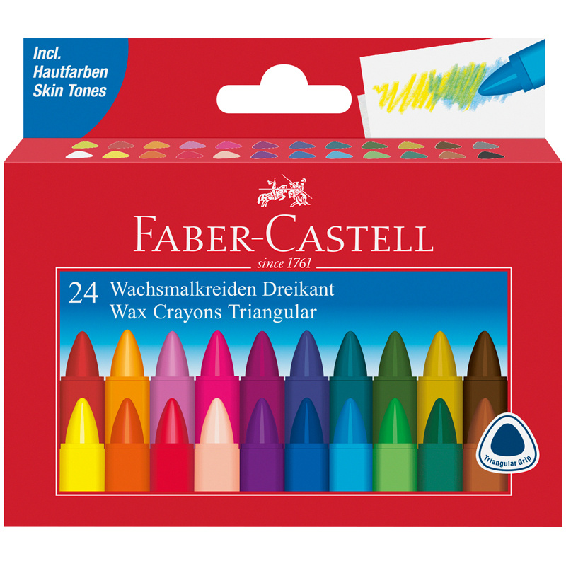 Мелки восковые Faber-Castell, 24 цв., трехгранные, картонная упаковка Мелки восковые Faber-Castell, 24 цв., трехгранные, картонная упаковка