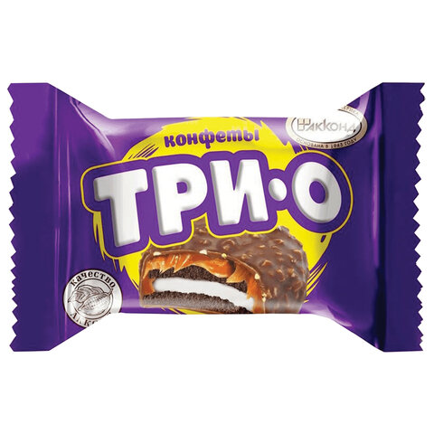 Конфеты шоколадные АККОНД "Трио" с печеньем, карамелью и вкусом Конфеты шоколадные АККОНД "Трио" с печеньем, карамелью и вкусом