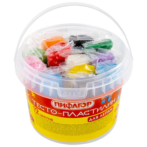 Пластилин на растительной основе (тесто для лепки) ПИФАГОР, 12 цветов, 360 г, Пластилин на растительной основе (тесто для лепки) ПИФАГОР, 12 цветов, 360 г,