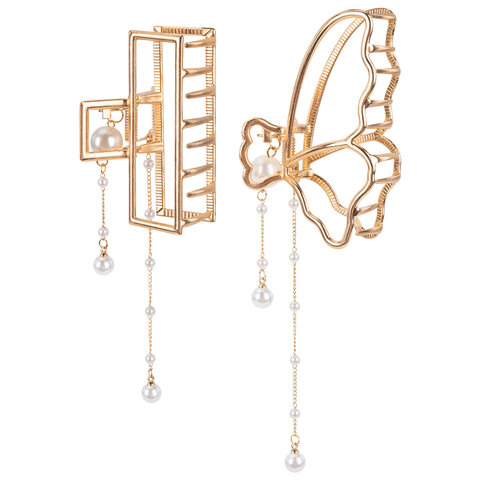 Краб для волос 7,5 см, с подвесками, золотистый, АССОРТИ, MONTE VITA (МОНТЕ